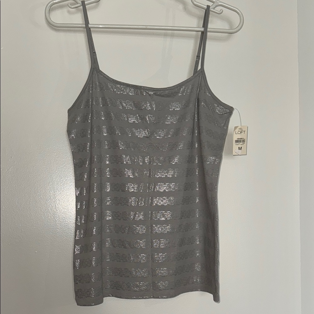 Gray Foil Striped Women's Top